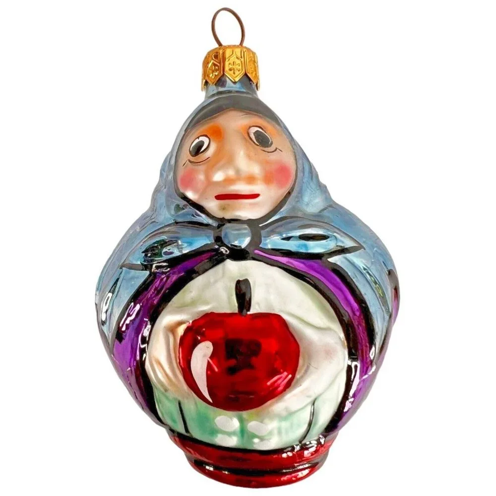 VTG‎ Caliks Artistry Christmas Ornament Blown Glass Hand Painted Peasant Woman